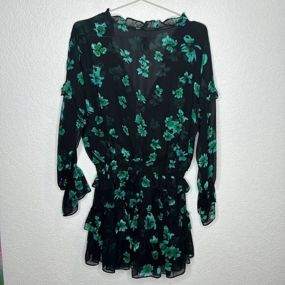 New MISA LOS ANGELES LOLITA Mini DRESS Small Emerald Green Black Floral Revolve - Picture 7 of 16